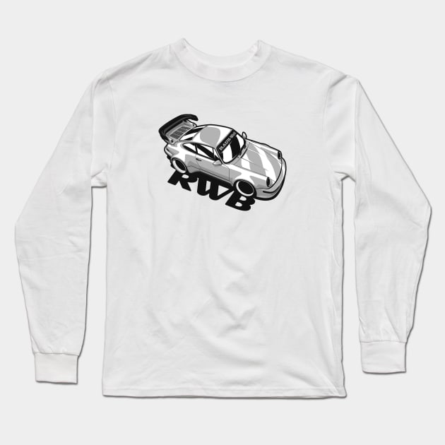 Silver Custom 911 RWB Widebody Long Sleeve T-Shirt by KaroCars